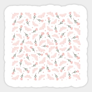 Aesthetic flowers and butterflies spring season, pattern design Sticker